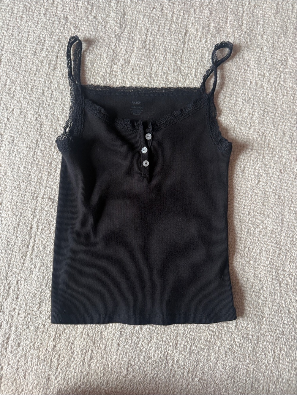 Brandy Melville Black Lace-Trim Ribbed Camisole